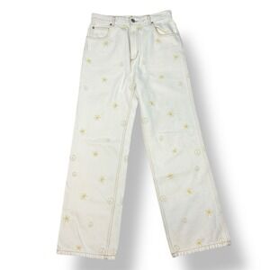 Designer‎ Sandro High Rise Wide Leg Jeans Womens Size 24 White Denim